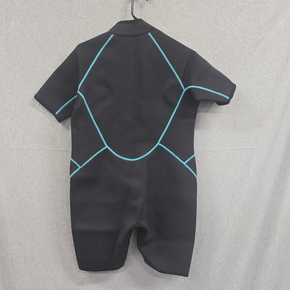 SeaSkin Womens Black Turquoise‎ Shorty Wetsuit Front Zip Neoprene Size Large